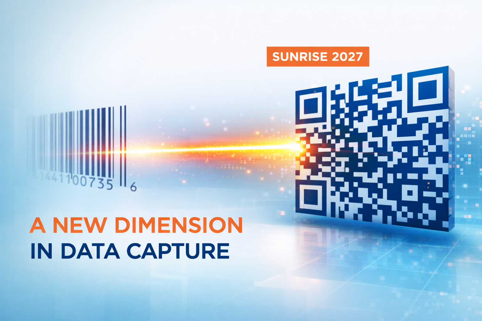 Sunrise 2027 article graphic featuring 2D barcodes